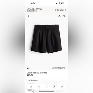 H&M Linen-Blend Shorts - Black Size 2